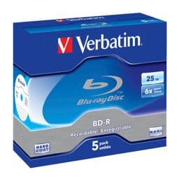 Foto: 1x5 Verbatim BD-R Blu-Ray 25GB 6x Speed Jewel Case