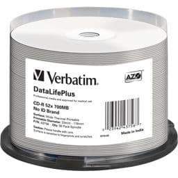 Foto: 1x50 Verbatim CD-R 80 / 700MB 52x white wide thermal printable