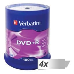 Foto: 4x100 Verbatim DVD+R 4,7GB 16x Speed, matt silver