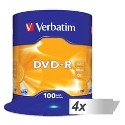 Foto: 4x100 Verbatim DVD-R 4,7GB 16x Speed, matt silver