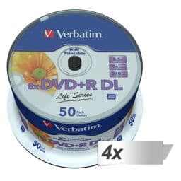 Foto: 4x50 Verbatim DVD+R DL wide pr. 8x Speed, 8,5GB Life Series