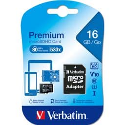 Foto: Verbatim microSDHC          16GB Class 10 UHS-I incl Adapt. 44082