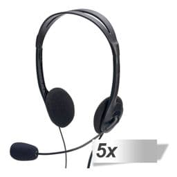 Foto: 5x ednet Multimedia Stereo Headset mit Mikrofon 1,8m