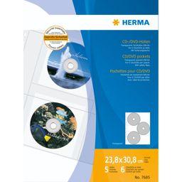Foto: Herma CD/DVD-Hüllen je 6 CD/DVD 5 Hüllen transparent        7685