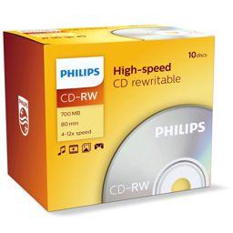 Foto: 1x10 Philips CD-RW 80Min 700MB 4-12x JC