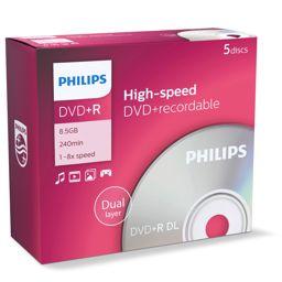 Foto: 1x5 Philips DVD+R 8,5GB DL 8x JC