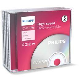 Foto: 1x5 Philips DVD+RW 4,7GB 4x JC