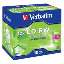 Foto: 1x10 Verbatim CD-RW 80 / 700MB 8x - 12x Speed, Jewel Case