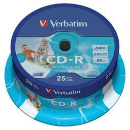 Foto: 1x25 Verbatim CD-R 80 / 700MB 52x Speed, Data Life plus print.