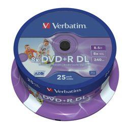 Foto: 1x25 Verbatim DVD+R Double Layer 8x Speed, printable, 8,5GB