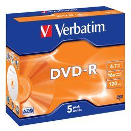 Foto: 1x5 Verbatim DVD-R 4,7GB 16x Speed, Jewel Case