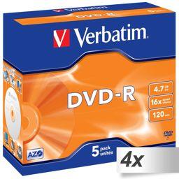 Foto: 4x5 Verbatim DVD-R 4,7GB 16x Speed, Jewel Case